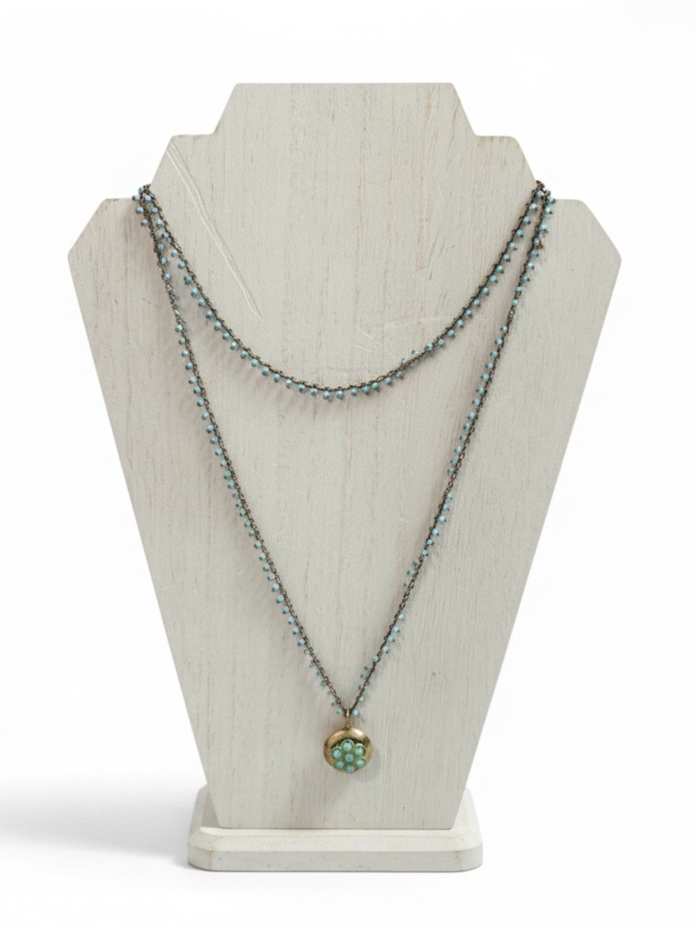 Vintage Catherine Popesco France Turquoise Beaded Locket Necklace